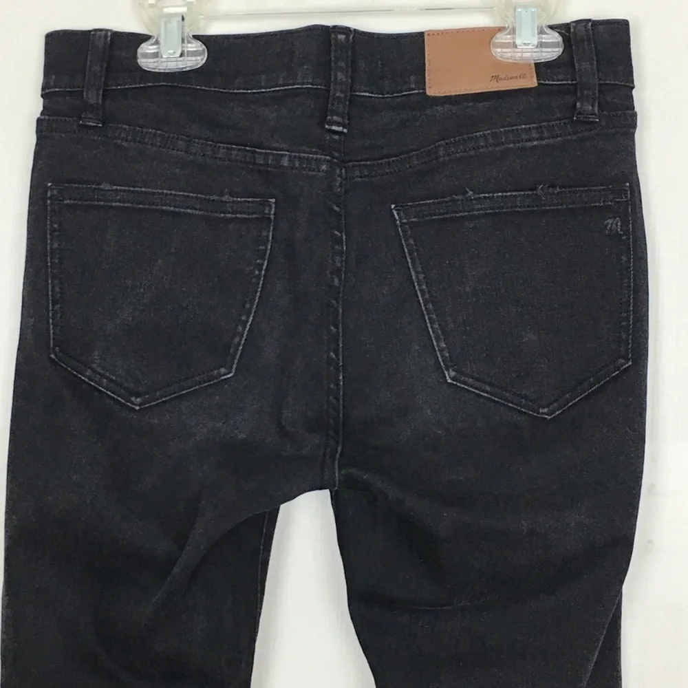 Madewell 8” Skinny‎ Black Jeans Rip Knee Raw Hem 26